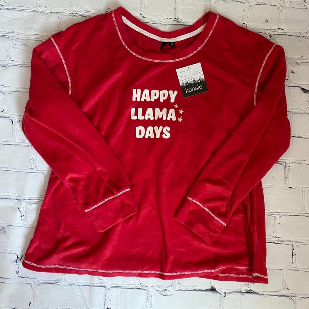 Kensie Happy Llama Days Llama Pajama Top